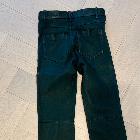 Joseph Dark Green Leather Straight Leg Pants - Picture 2 of 3